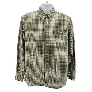 Beretta Plaid Green White Button Down Shirt Mens Medium